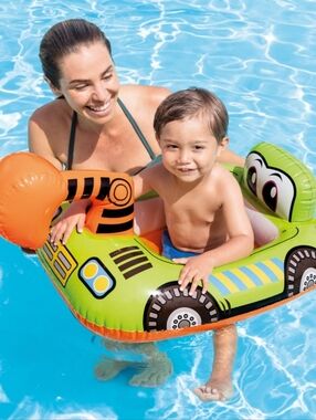 Intex Inflatable Kids Car Pool Float - Green & Orange